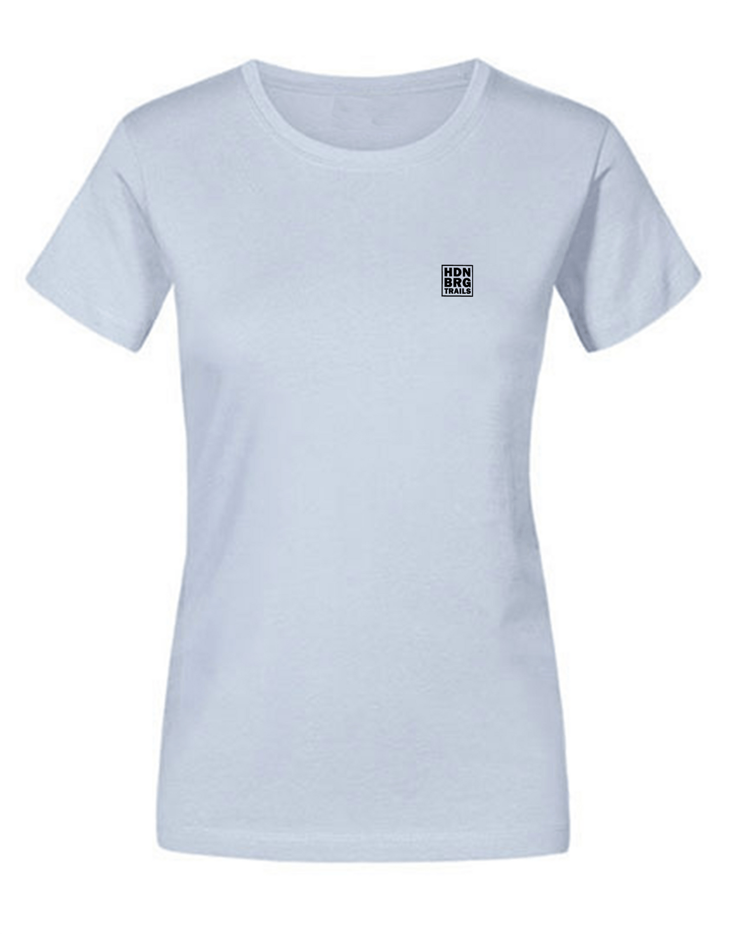 A babyblue Shirt with a embroided "HDNBRG Trails" Emblem on the left Chest.