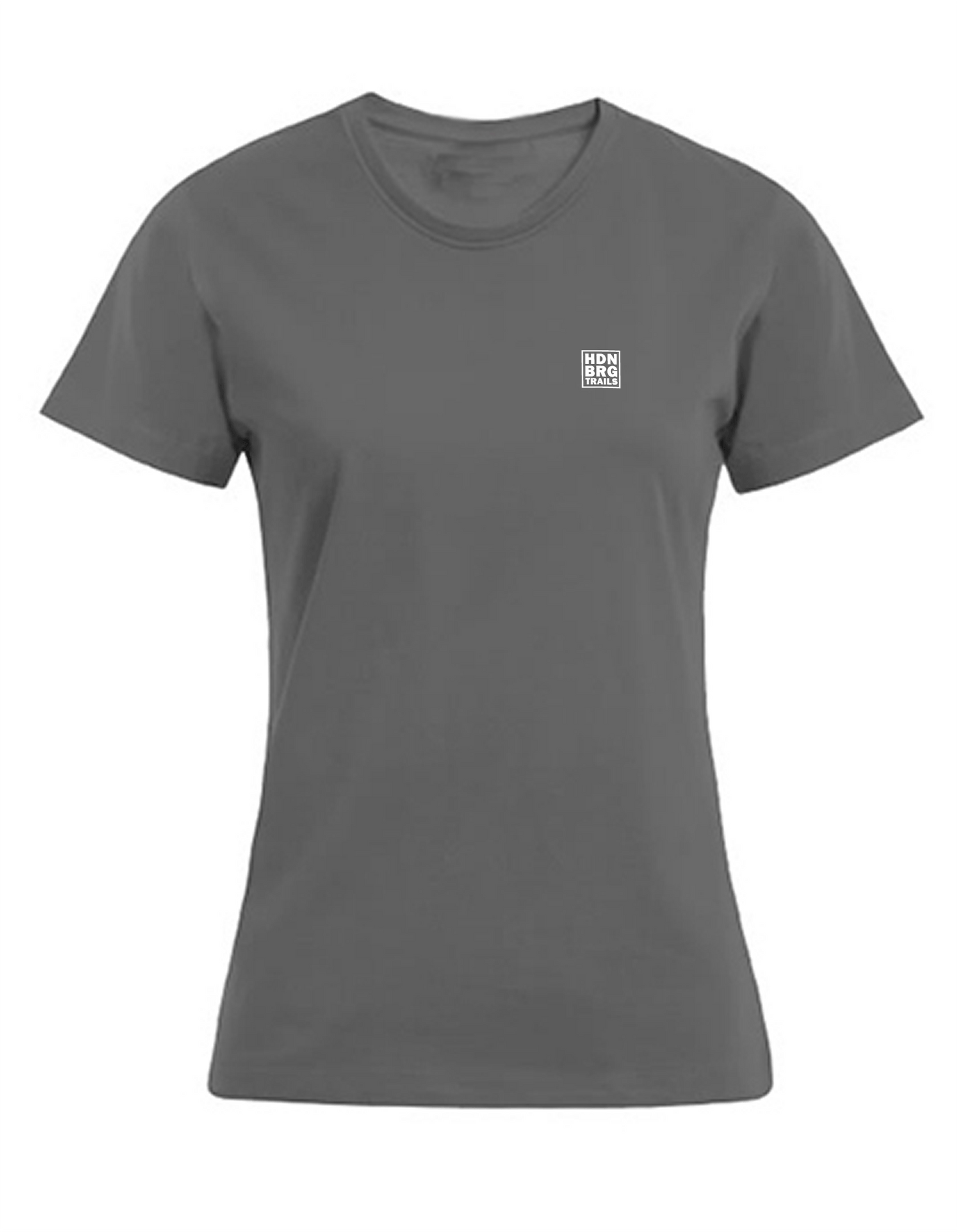 A charcoal coloured Shirt with a embroided "HDNBRG Trails" Emblem on the left Chest.