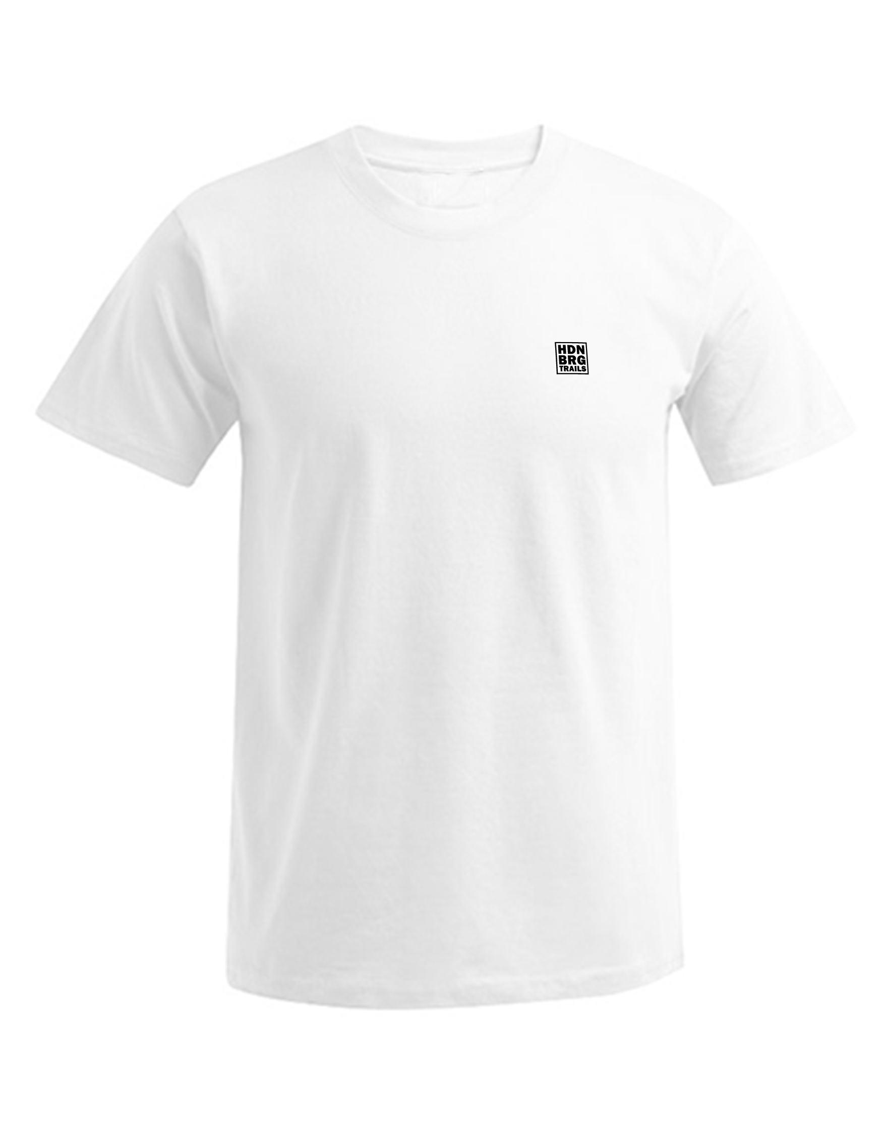 A white Shirt with a embroided "HDNBRG Trails" Emblem on the left Chest.